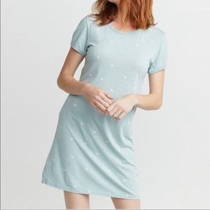 Marine Layer Reese T-shirt Dress in Seafoam Dot - size XS
